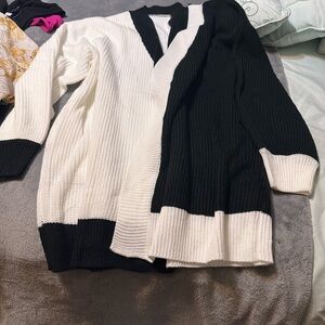 White/black color block cardigan- Brand new! Worn once in my house